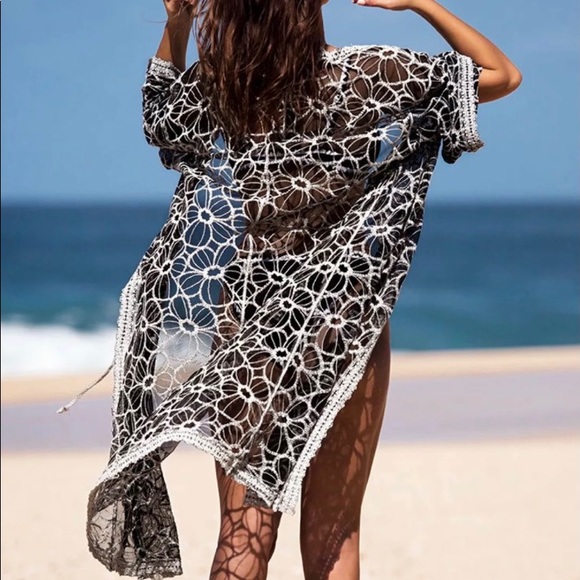 Other - Long Cover-ups Kimono Floral-embroidery Beach wear